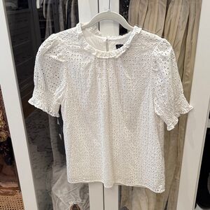 J. Crew White Eyelet Blouse